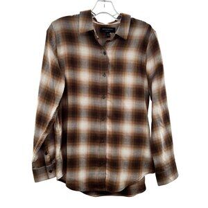 Banana Republic Button Up Top Women's Size Small Boyfriend Fit Long Sleeve Plaid